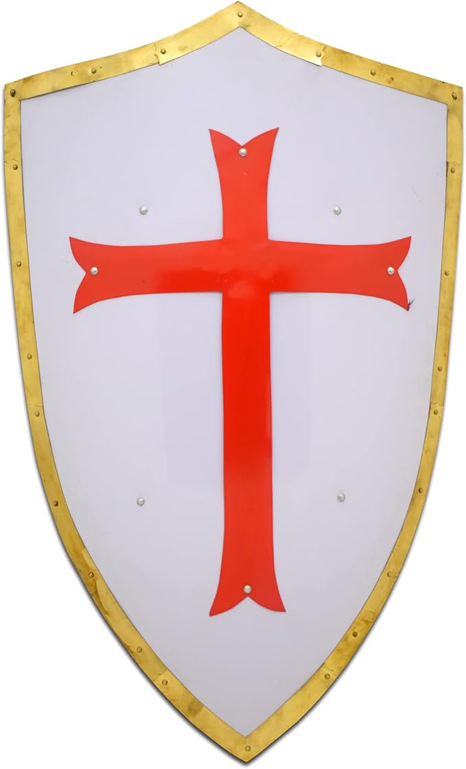 中世纪战士骑士寺庙十字军盾牌 18g 钢 larp